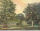 HST table landscape park garden trees statue signed painting nineteenth twentieth