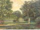 HST table landscape park garden trees statue signed painting nineteenth twentieth