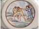 Faience plate Nevers Adam Eve hunted Garden of Eden snake angel XVIII