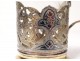 Cup holder cup sterling silver niellated Russian USSR spoon enamel twentieth