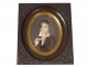 Miniature portrait JF. Fontallard child son Henri playing flute nineteenth