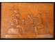 Plate bas-relief carved boxwood antique women cherubs young child nineteenth