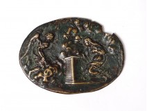Oval Plaque Medal Bronze Annunciation Virgin Gabriel Italy XVIth
