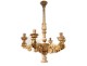 Chandelier 7 lights carved wood gilded heads characters flowers decoration nineteenth