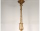 Chandelier 7 lights carved wood gilded heads characters flowers decoration nineteenth