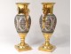 Pair vases Medici porcelain Paris swans decor paisley flowers nineteenth