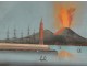 Pair Neapolitan gouaches eruption Vesuvius Italy boats May 27, 1858 Nineteenth