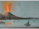 Pair Neapolitan gouaches eruption Vesuvius Italy boats May 27, 1858 Nineteenth