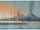 Pair Neapolitan gouaches eruption Vesuvius Italy boats May 27, 1858 Nineteenth