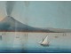 Pair Neapolitan gouaches eruption Vesuvius Italy boats May 27, 1858 Nineteenth