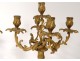 Pair large candelabra 5 lights Louis XV gilded bronze Rococo candlesticks 19th