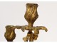 Pair large candelabra 5 lights Louis XV gilded bronze Rococo candlesticks 19th