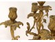 Pair large candelabra 5 lights Louis XV gilded bronze Rococo candlesticks 19th