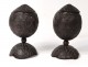 Pair coconut carved cuts Guyana boats landscape bagnard nineteenth