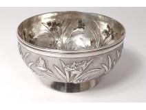 China silver bowl bowl Shanghai Woshing flowers 393gr Chinese silver nineteenth