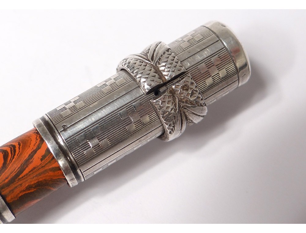 Stylo Plume Vintage En Argent Massif – Plume En Or 18K – Occasion, état à Vérifier