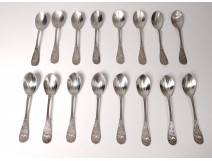 16 spoons with silver sorbet Tiffany &amp; Co Japanese bird 406gr nineteenth