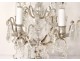 Pair of candelabra 4 lights with tassels crystal cut bronze silver nineteenth