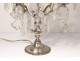 Pair of candelabra 4 lights with tassels crystal cut bronze silver nineteenth