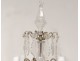 Pair of candelabra 4 lights with tassels crystal cut bronze silver nineteenth