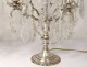 Pair of candelabra 4 lights with tassels crystal cut bronze silver nineteenth