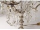 Pair of candelabra 4 lights with tassels crystal cut bronze silver nineteenth