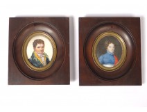 Pair portraits portraits notable couple woman Directory Empire 18th 19th