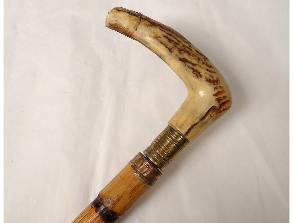 Ancien Stick/cravache D'équitation En Bambou Sculpté - Sabot à Cheval - Vintage