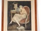 Lithograph William Ablett elegant woman with the sleeve Stamp Modern twentieth
