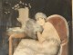 Lithograph William Ablett elegant woman with the sleeve Stamp Modern twentieth