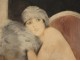 Lithograph William Ablett elegant woman with the sleeve Stamp Modern twentieth