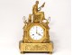 Gilded Bronze Empire Clock Woman Spinner Dog Goddess Clotho Chopin Nineteenth