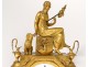 Gilded Bronze Empire Clock Woman Spinner Dog Goddess Clotho Chopin Nineteenth