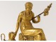 Gilded Bronze Empire Clock Woman Spinner Dog Goddess Clotho Chopin Nineteenth