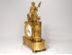 Gilded Bronze Empire Clock Woman Spinner Dog Goddess Clotho Chopin Nineteenth