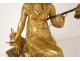 Gilded Bronze Empire Clock Woman Spinner Dog Goddess Clotho Chopin Nineteenth