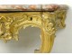 Console Louis XV scupted wood golden shells marble rocaille eighteenth century