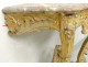 Console Louis XV scupted wood golden shells marble rocaille eighteenth century
