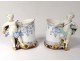 Pair porcelain mugs cherubs putti amours vine nineteenth century