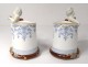 Pair porcelain mugs cherubs putti amours vine nineteenth century