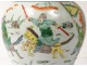 Chinese porcelain baluster vase warriors horses flowers China signed 18th