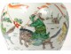 Chinese porcelain baluster vase warriors horses flowers China signed 18th