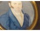 Miniature painted portrait man elegant frock coat painting nineteenth century