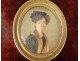 Miniature painted portrait young woman ribbons Joseph Gaye Restoration Nineteenth