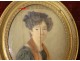 Miniature painted portrait young woman ribbons Joseph Gaye Restoration Nineteenth
