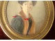 Miniature painted portrait young woman ribbons Joseph Gaye Restoration Nineteenth