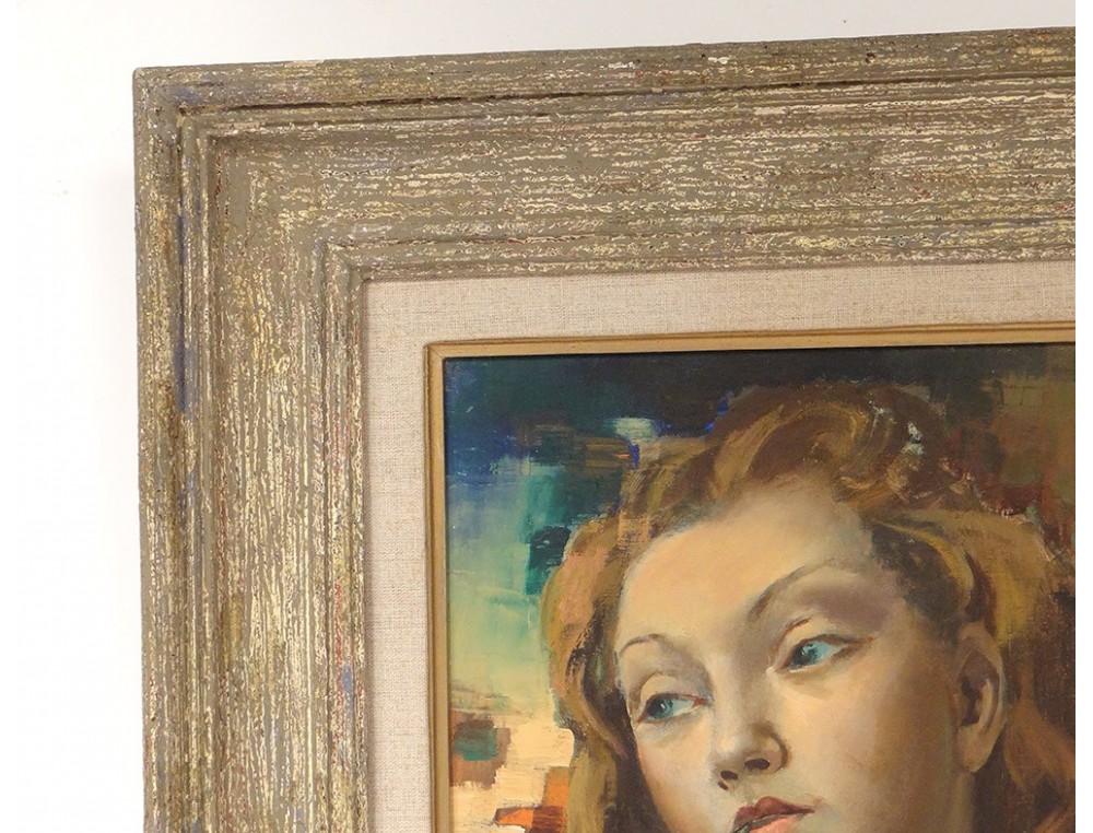 HST tableau portrait femme Garce à la Rose Jean d'Esparbès exposition XXè