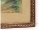 Drawing pastel landscape countryside border forest trees monogrammed 1911 twentieth