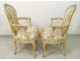 Pair Louis XV cabriolet armchairs carved wood Stamp Courtois XVIII