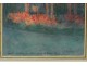 Watercolor landscape park sunset bastide Juan les Pins Rogolini twentieth